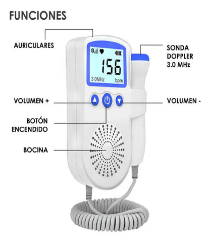 Doppler Fetal Portátil - Monitor Frecuencia Cardiaca